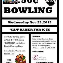 2nd Annual .50 Cent Bowling – Iron County Care & Share ‘CAN’ Raiser